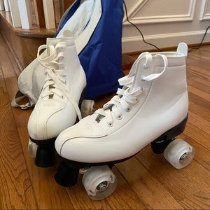 light up wheels! white roller skates, brand new